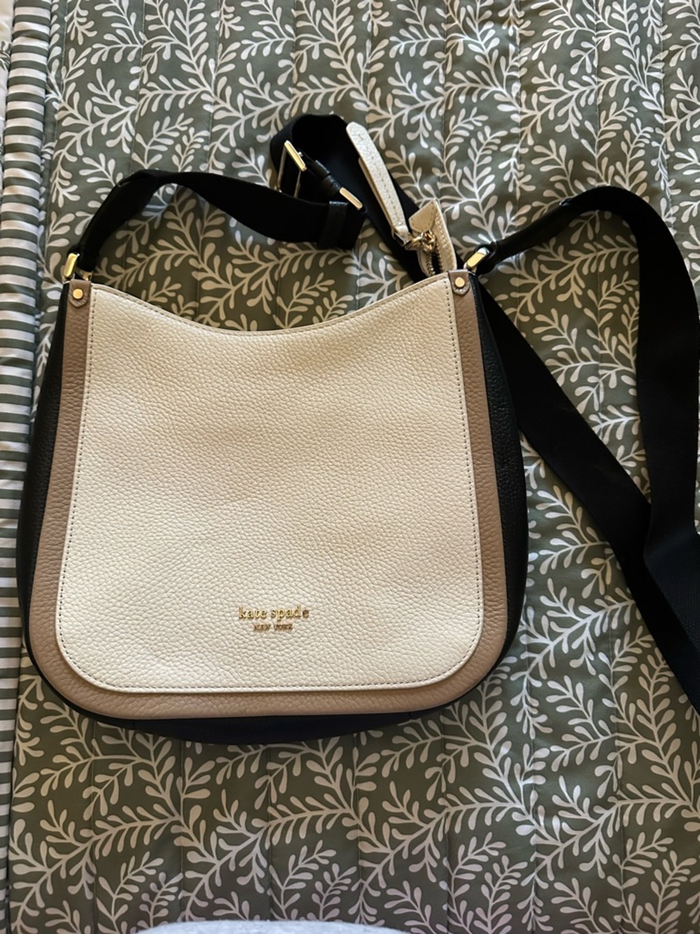 kate spade Cream, Black & Brown Pebbled Leather Crossbody